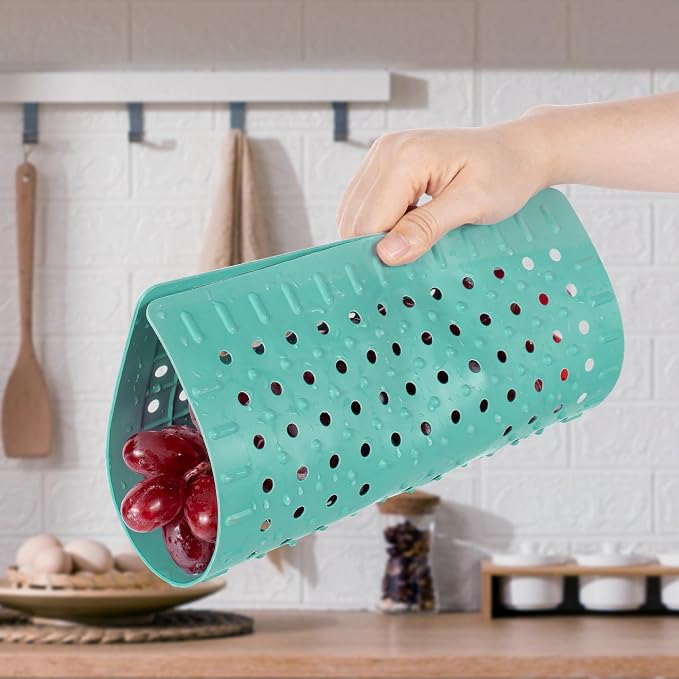 WILLKOMMEN Kitchen Sink Mat, 12" x 10" Rectangular Sink Protector Pad, Fast-Draining Grid Design Liner, Dish Drying Mat 2 Pack Mint Green