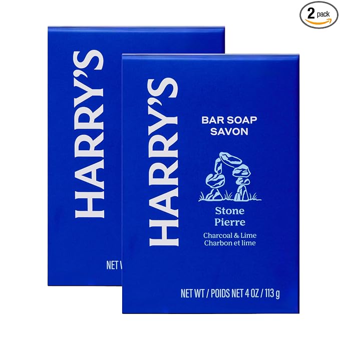 Harry's Bar Soap for Men - Stone Scent, 4 oz Body Soap Bars, 2 Pack
