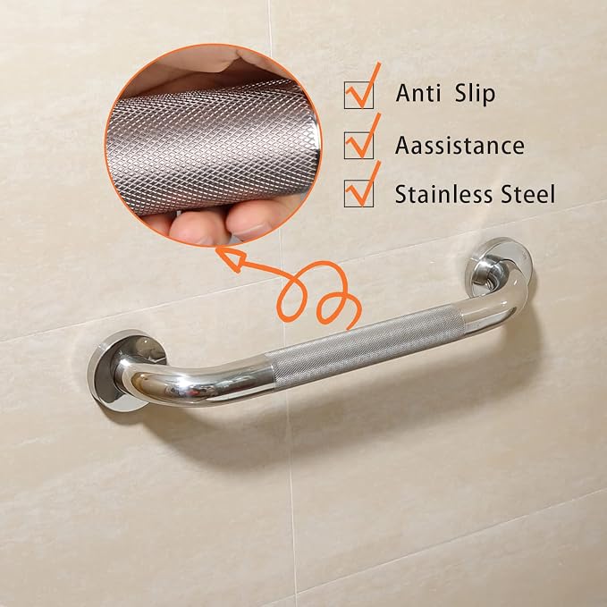 Rockgoya Shower Grab Bar, 2 Pack 32 Inch Bathroom Grab Bar, 304 Stainless Steel 1.25" Diameter Anti-Slip Handicap Grab Bar Support Shower Rail Senior Handrail Shower Safety Bar Handle