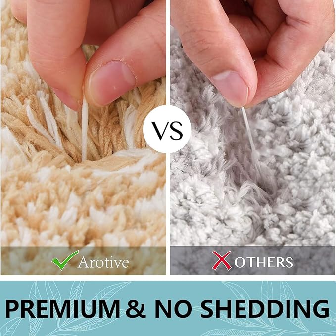 Arotive Microfiber Bathroom Rugs, Shaggy Soft and Absorbent Bath Rug, Thick Plush Machine Washable Dry Bath Mats for Bathroom, Tub and Shower, 59x17, Beige, Rectangular