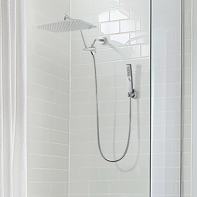 G-Promise All Metal 3 Function Handheld Shower Head Build-in Massage Mode, with 70 Inch Stainless Steel Shower Hose Extra Long and Dual Purpose Hand Held Holder, Slide Adjustment Mode, Chrome
