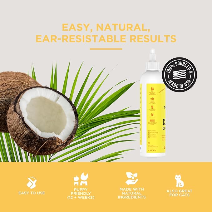 Natural Rapport Dog Ear Cleaning Drops - The Only Ear Cleaner Dogs Need - Ear Cleaner Solution for Cleaning Out Wax, Dirt, and Contaminants (Drops, 8 Oz.)