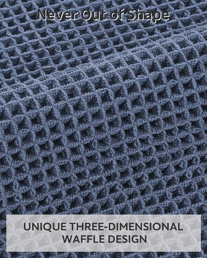 tchdio Waffle Bath Mat, Super Absorbent Non Slip Bath Mats for Bathroom Mat Ultra Soft Bathmat Machine Washable Bathroom Rugs with Tassels, Blue, 20" x 32"