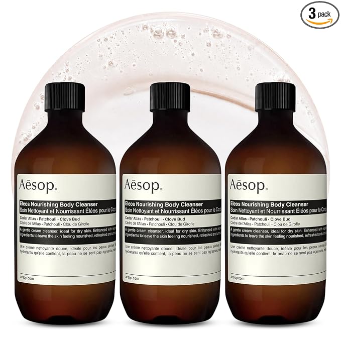 Aesop Eleos Nourishing Body Cleanser Refill | Moisturizing Body Wash for Dry, Dehydrated Skin | Made with Shea Butter & Lavender Oil | 500 mL / 16.9 oz (Pack of 3) Recyclable Bottle