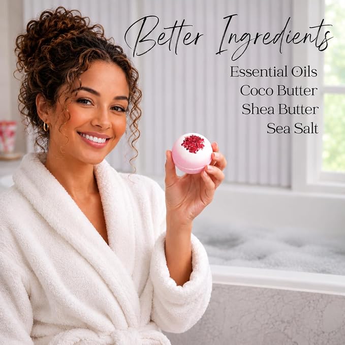 EvolutionUSA 12 Inspire Bath Bombs for Women & Girls – Flower Topped Bath Bombs Girls, Fun Bathbombs Set, Organic Bath Fizzers, Luxury Gift for Mothers Day, Birthday, Christmas, Easter or Self Care