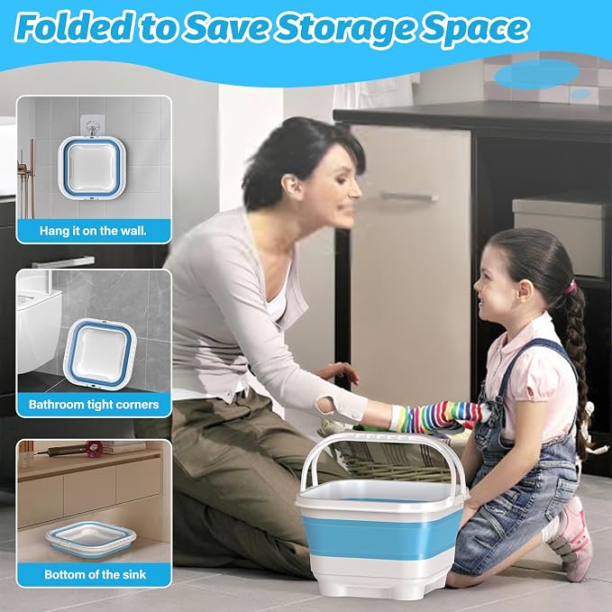 Anivia Foldable Bath Toy Storage Organizer with Removable Base, Quick-Drain-Drying Bathtub Toy Holder Basket for Kids, Blue