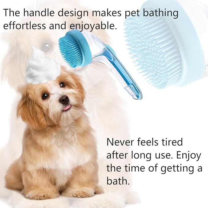 Brush with Soap Dispenser - 2-in-1 Dog Shampoo Brush & Massager,2025 Pet Bath Scrubber for Effective Cleaning and Grooming of Long/Short Haired Dogs and Cats During Bath Time-yellow