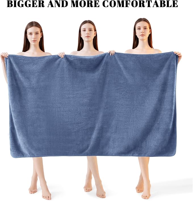 Bath Towels Set of 4 Extra Large 35 x 70 Inches,Luxury Thick High Absorbent and Quick Dry Bath Sheet,Ultra Soft Microfiber,Bathroom,Beach,Yoga,Sport,SPA,Fitness (Electric Blue)