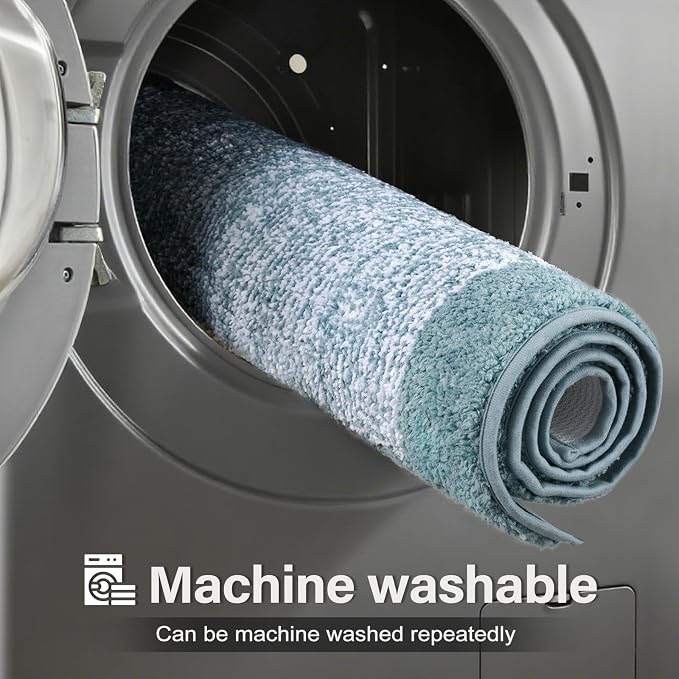 Bathroom Rugs 40x24 Non Slip Washable, Dusty Blue Bath Mat for Bathroom Floor Tub, Soft Absorbent Quick Dry Mats for Shower, Bathtub,Home Decor