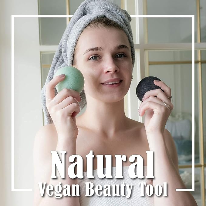 myHomeBody Natural Konjac Facial Sponges, Turmeric Yellow & Charcoal Grey | Natural Konjac Sponge, Charcoal Face Sponge, Gentle Face Cleansing, Facial Exfoliation, With Turmeric and Activated Charcoal