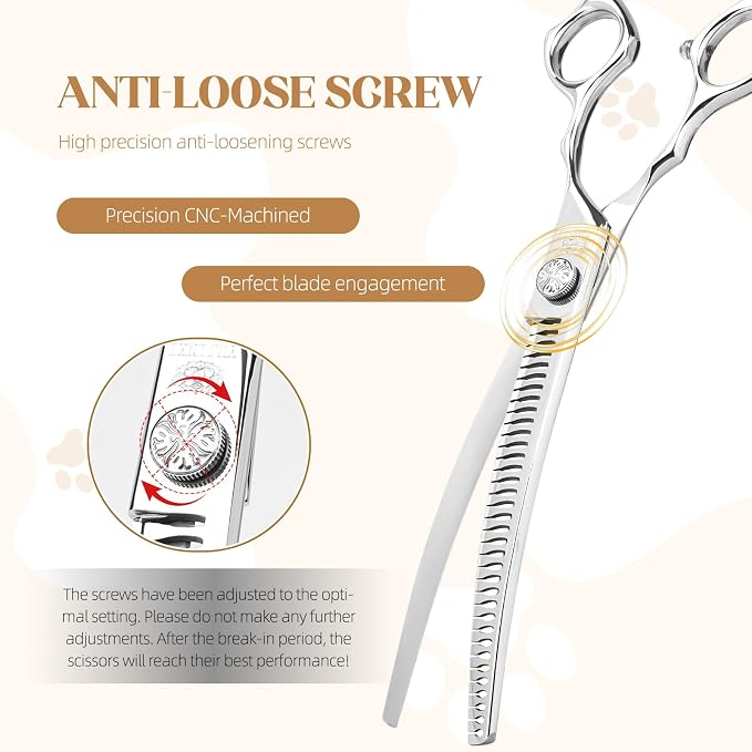 7.5 Inch VG10 Curved Chunkers Shears for Dog Grooming | Blending, bulk removal and texture control for face, paws, legs and body