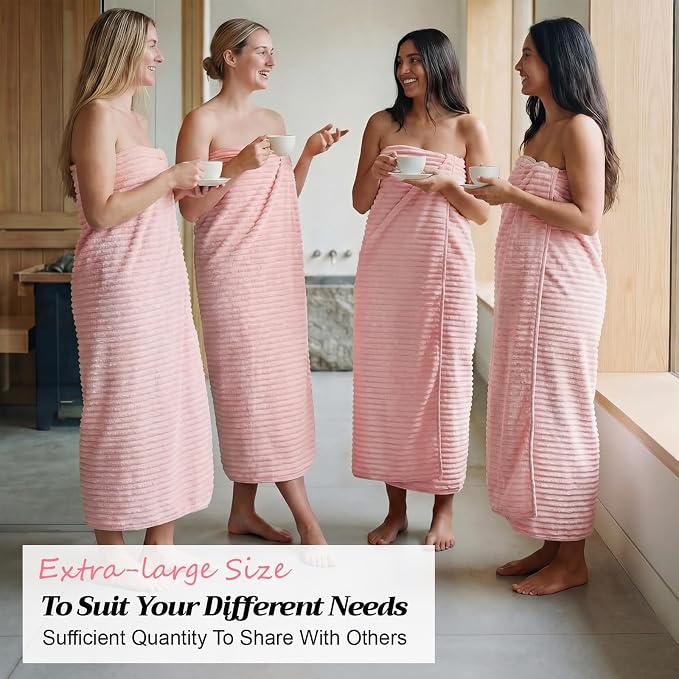 4 Pcs Extra Large Bath Towel Set 40x80'' Oversized Bath Sheet for Adult Microfiber Quick Dry Fluffy Absorbent Blanket with Hanging Loop for Pool Gym Body Shower(Pink)
