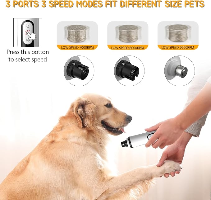 Silent Groom Pro, 2026 New Silent Pet Nail Grinder, Dog Silent Nail Grinder for Dogs Silent Dog Nail Trimmer, Rechargeable USB Charging Electric Pet Nail Grinder Nail File for Pet (#03)