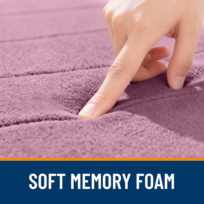 OLANLY Memory Foam Toilet Rugs U Shaped 24x20, Super Soft Absorbent Contour Bath Rugs, Quick Dry, Machine Washable Toilet Mat, Bathmat Floor Carpet, Bathroom Home Decor Accessories, Deep Plum