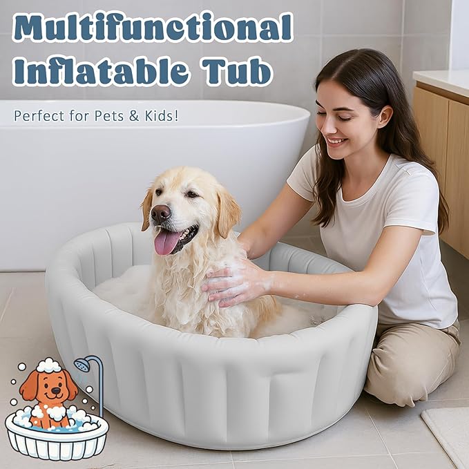 Inflatable Baby Bathtub, Collapsible Baby Bath Back Support, Portable Newborn Travel Bath tub with Drain Hole, Foldable Baby Bath Tubs for Infant to Toddler 0-24 Months (Grey)