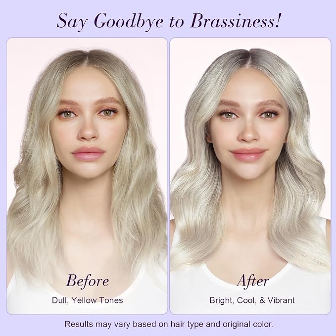 Luseta Color Brightening Purple Travel Shampoo and Conditioner Mini Kit for Blonde, Silver and Gray Hair - Brassiness Neutralizer for Highlighted and Bleached Hair, 2x1.01oz Carry on Friendly