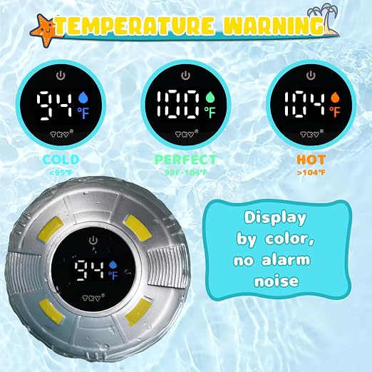 Baby Bath Thermometer - Digital Floating Water Thermometer with LED Display & Color Temperature Alerts, Rechargeable Bath Toy for Infant Bathtub Safety, Newborn Bath Essentials Gift
