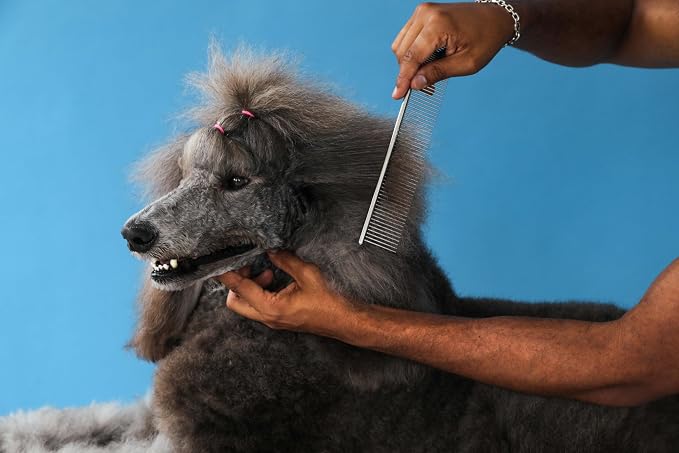 Andis 68550 Stainless Steel Pet Grooming Comb – Dematting Tool for Knots, Mats & Loose Hair Removal, 7.5-Inch, Professional Grooming Performance