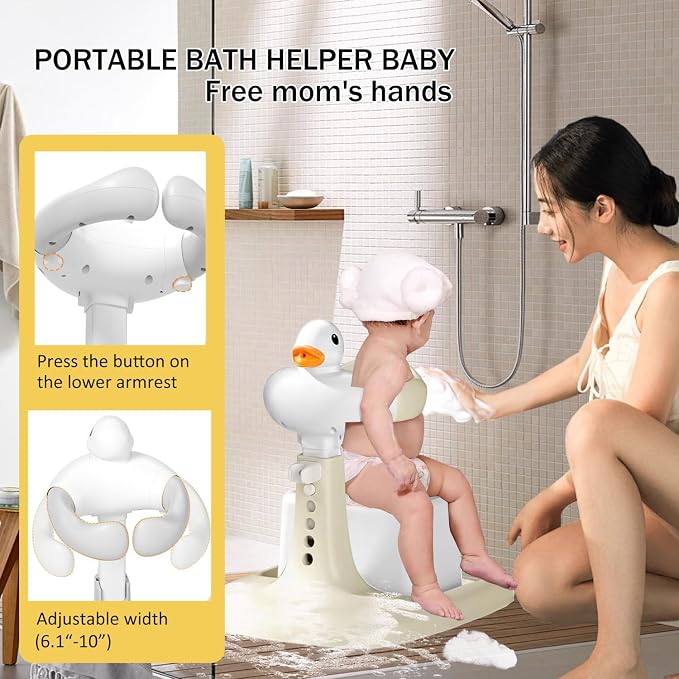 Adjustable Height Baby Shower Stand with Anti-Slip Base, Bath Shower Standing Support, Portable Bath Helper