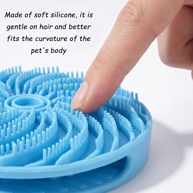 Dog Bath Brush, Dog Shampoo Brush, Double-Sided Silicone Design, Gentle & Soft on Pet Skin, Suitable for Bathing, De-shedding & Massage