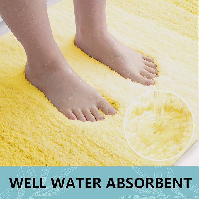 Arotive Microfiber Bathroom Rugs, Shaggy Soft and Absorbent Bath Rug, Thick Plush Machine Washable Dry Bath Mats for Bathroom, Tub and Shower, 24x24, Yellow, Round
