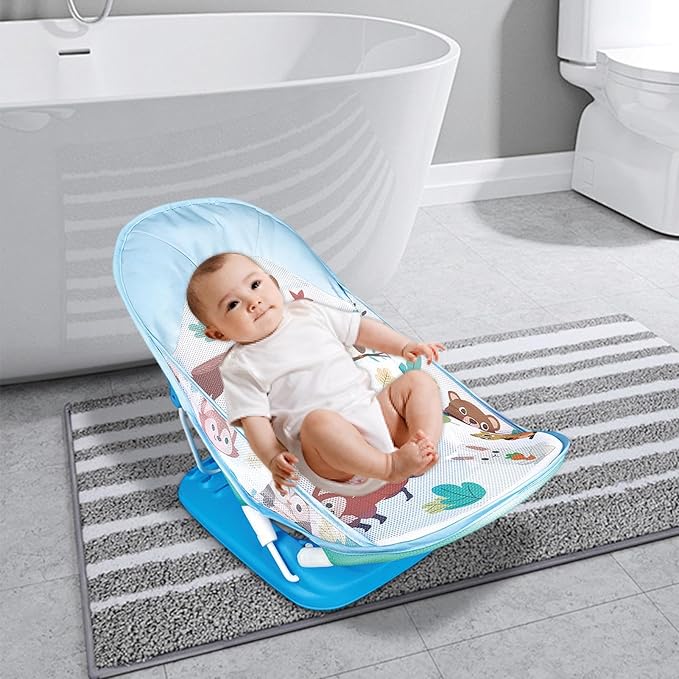 Folding Toddler Bather, Skin-Friendly Adjustable Baby Bath Tub, 23.62x13.78x12.99 inches, Foldable Shower Bathtub Seat, Support Net Bathtub for Kids, Family, and Friends