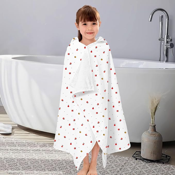 VOOVA & MOVAS Kids Bath Towel with Hood (3-8 Years) – 100% Cotton Soft Absorbent Swim Towel (30"x50") – Perfect for Pool, Beach, Bath,Orange