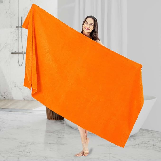 Nine West Oversized Luxury Terry Bath Sheet, Soft & Plush 40x80 Inch Extra Large Jumbo Towels, 100% Turkish Cotton (Orange)