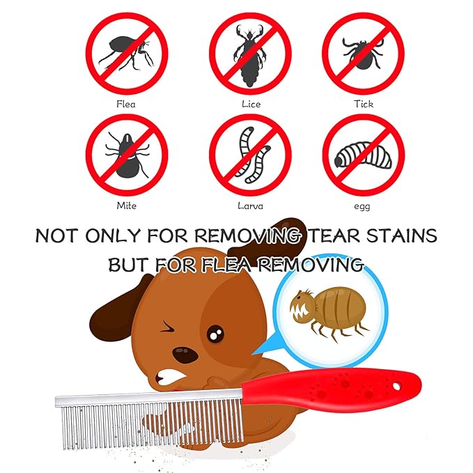4 Pieces Pet Grooming Kit - Dematting Combs, Slicker Brush, and Steel Comb for Removing Knots and Hair from Dogs, Cats, and Poodles