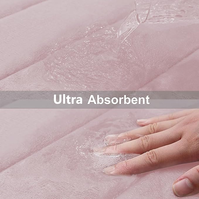 Buganda Memory Foam Bath Mat, 60" x 24", Ultra Soft Bathroom Rugs, Water Absorbent and Machine Washable Bath Rug Runner for Bathroom, Shower, and Tub, Peach