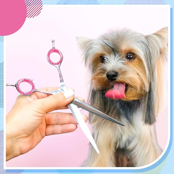 24 Pcs Silicone Scissors Finger Rings Soft Dog Grooming Scissors Accessories Pet Grooming Shear Finger Ring Thumb Inserts Grips for Dog Hair Cutting (Pink)