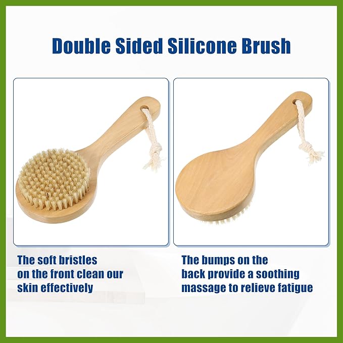 1 Pcs Bath Brush, Back Scrubber Wood for Shower with Short Handle, Brown, 7.9 Inches Beauty
