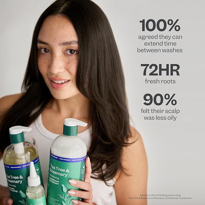 Renpure Tea Tree & Rosemary Shampoo and Conditioner Set, Plant Based - Refreshes & Rebalances Hair and Scalp - For Oily/Normal Hair - Tea Tree Leaf Oil, Rosemary Leaf Extract - 24 Fl Oz each, 2 Pack