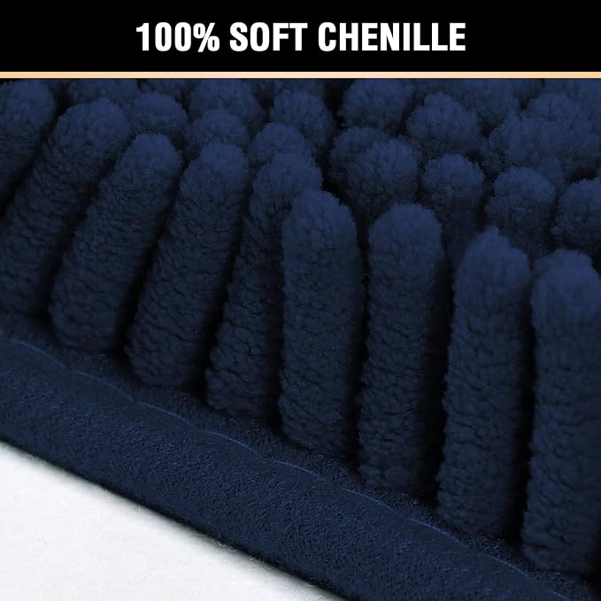 H.VERSAILTEX Navy Bath Mat for Bathroom, Microfiber Bath Rugs Chenille Floor Mat Ultra Soft Washable Bathroom Dry Fast Water Absorbent Bedroom Area Rugs, 24 x 42 - Inch