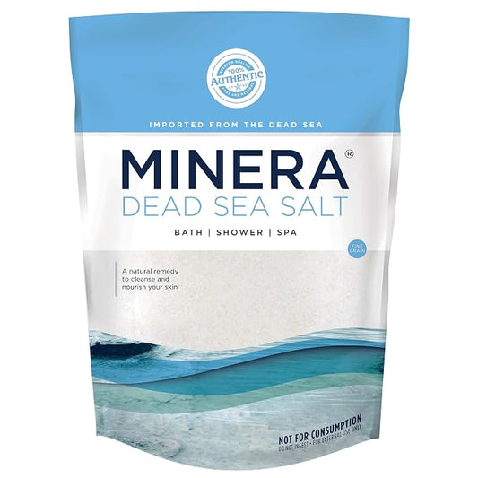 Minera Fine Grain Dead Sea Salt for Bath & Foot Soaks – 5 lbs, Fast-Dissolving, 100% Pure and Natural, Unscented, Skin-Softening Sea Salt
