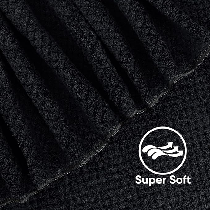 HOMEXCEL Bath Towel Set Pack of 4, 30 x 60 Inches Large Microfiber Bath Towels, Soft, Absorbent, and Quick Dry Towels for Bathroom, Pool, Beach, Swim, and Yoga, Large Bathroom Towels, Black
