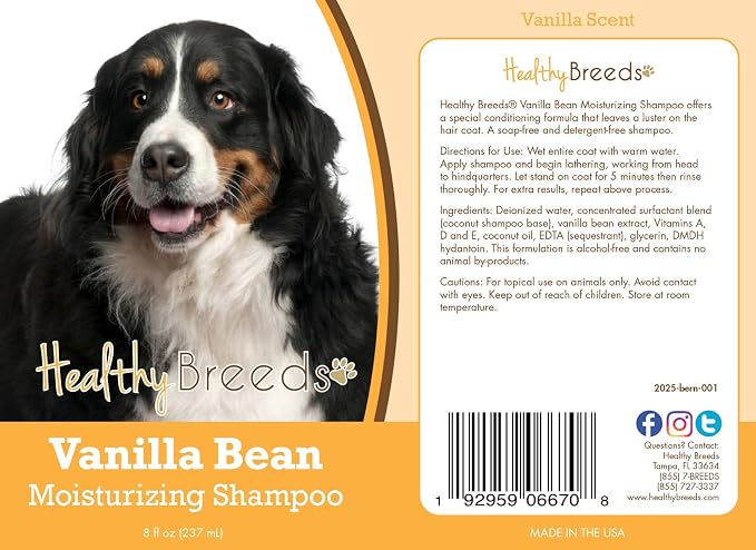 Healthy Breeds Bernese Mountain Dog Vanilla Bean Moisturizing Shampoo 8 oz