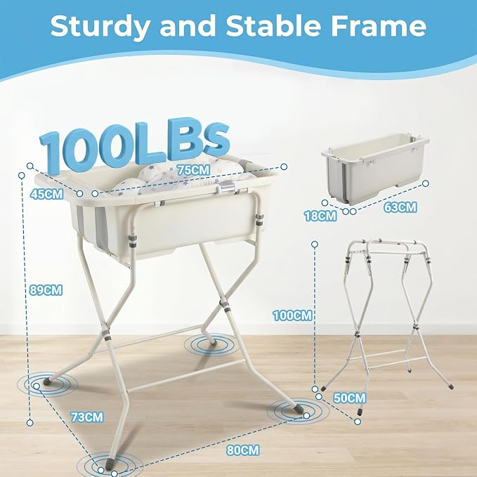 Baby Bathtub with Stand,Collapsible Infant Bath Tub Small