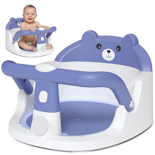 Baby Bath Seat for Babies 6 Months & up Non-Slip Toddler Bath Seats for Sitting Up Infant Bathtub Chair with Suction Cups and Soft Cushion for Baby Shower Tub Seat, Blue