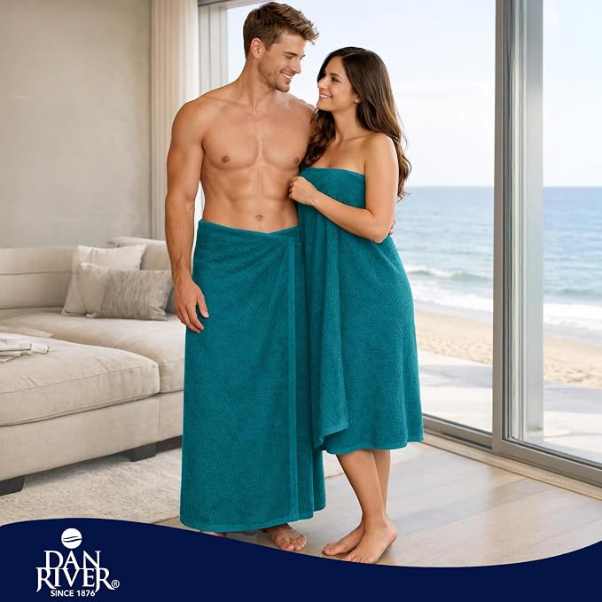DAN RIVER Pack of 1 Jumbo Bath Sheet 40x80 Inches, Premium Oversized Towels for Adults, Super Soft and Quick Dry - Teal