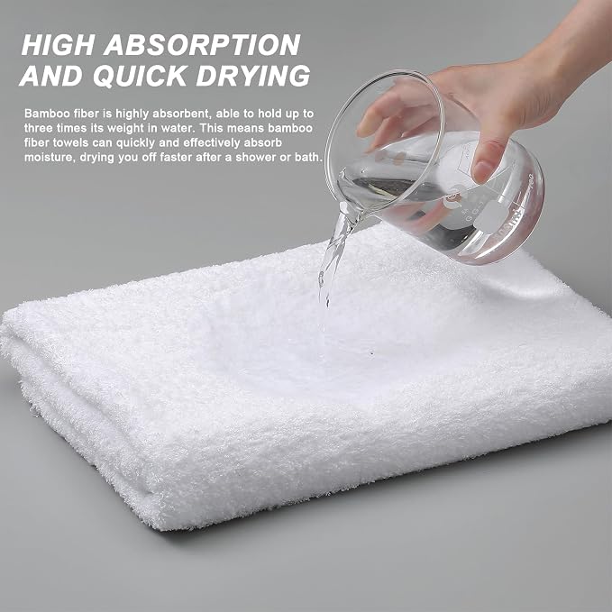 Aibaser Viscose from Bamboo and Cotton Bath Towels Set of 6-27x54 Inch Ultra Soft, Highly Absorbent Large Shower Towels for Bathroom, Spa & Gym (6 Piece Set) (White)