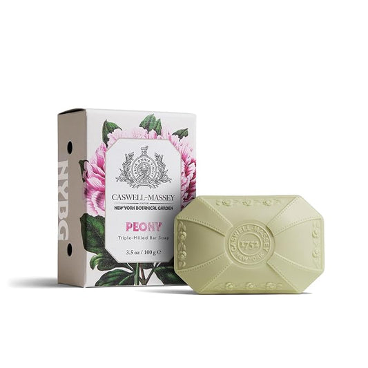 Caswell-Massey Peony Natural Bar Soap for Women, Moisturizing Body Soap Bar for All Skin Types, Made with Essential Oils & Plant-Based Formula for Soft Skin, 3.5 oz