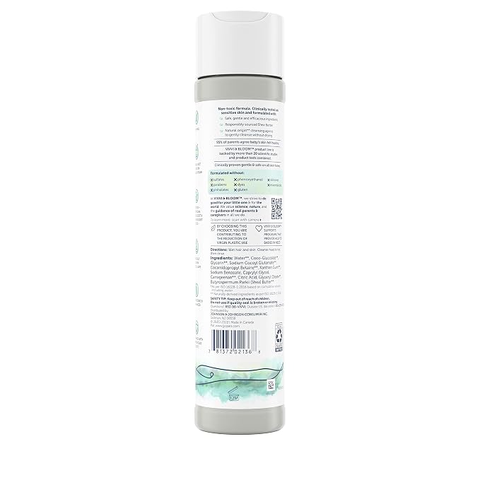 Vivvi & Bloom Gentle 2-in-1 Baby Wash & Shampoo Cleansing Gel, Leaves Sensitive Skin Feeling Healthy & Moisturized, Fragrance-Free, Formulated Without sulfates, paraben, & Dyes, 10 fl. Oz