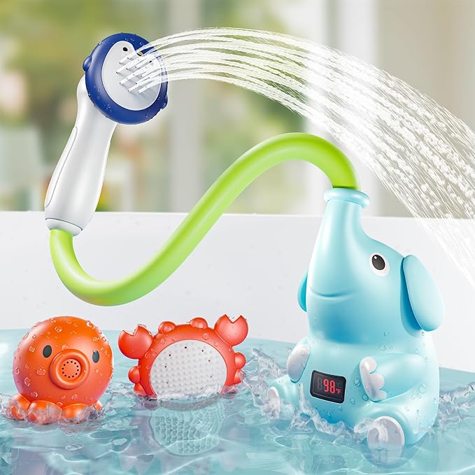 G-WACK Baby Bath Toys Shower Head Sprayer with Water Thermometer for New Borns, Toddlers and Kids | Baby Accessories, and Essentials in Bathtub or Sink | Shampoo Bath Rinser | USB Rechargeable V3