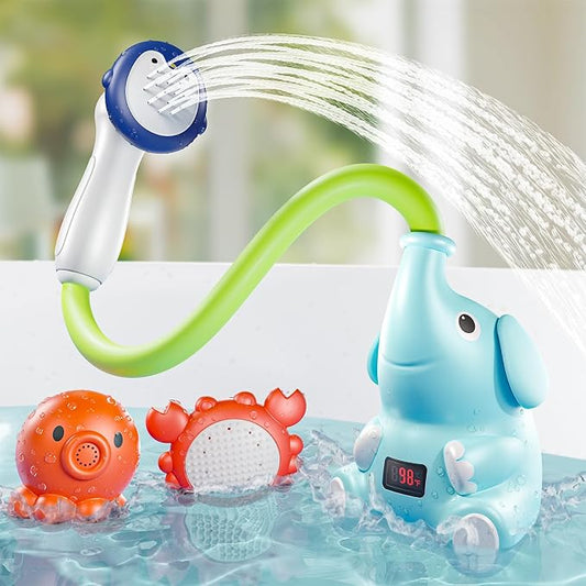 G-WACK Baby Bath Toys Shower Head Sprayer with Water Thermometer for New Borns, Toddlers and Kids | Baby Accessories, and Essentials in Bathtub or Sink | Shampoo Bath Rinser | USB Rechargeable V3