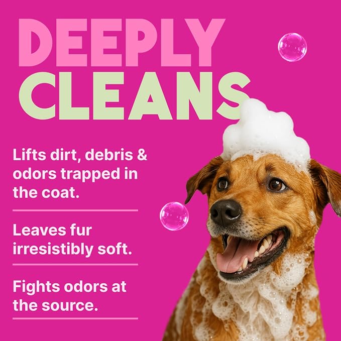 TropiClean Deodorizing Dog Shampoo for Smelly Pets, Professional Dog Shampoo, Long Lasting Odor Control, Puppy Safe, USA Made, Berry Scent, 2.5 Gal
