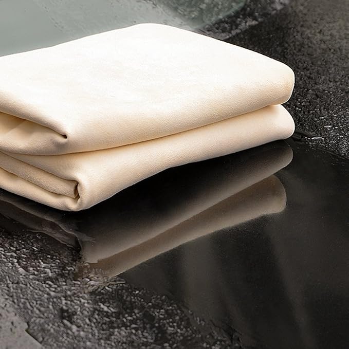 River Lake Chamois Cleaning Cloth Natural Chamois Drying Cloth Car Drying Towel Real Leather Super Absorbent Fast Drying Natural Chamois Car Wash Cloth Accessory (15.7" x 20")