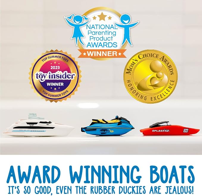 SplashEZ Boat Toy, Mold Free Bath Toys for Toddlers & Kids, No Hole Bath Toy for Bathtub, Pool, Shower for Boys & Girls