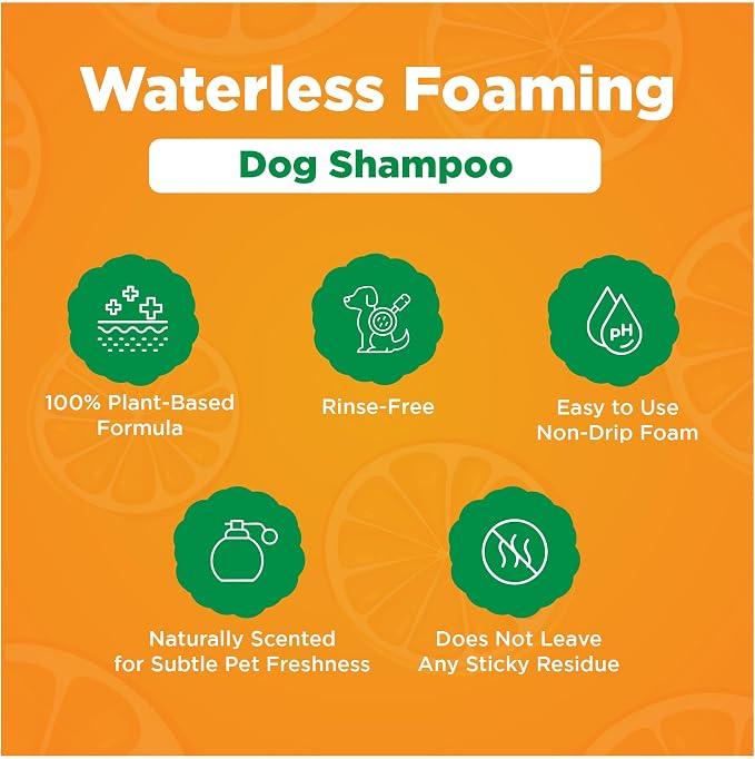 FreshSpritz Waterless Foaming Pet Shampoo with Aloe, No-Rinse Wash for Dogs, Cats & Small Pets - for Odor & Dander, Non-Sticky, Plant-Based Scent, Fast-Drying Grooming Foam - 250ml 8.5 fl oz