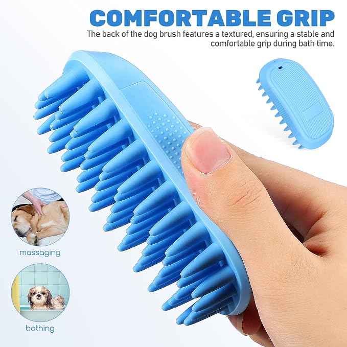 Happyyami Dog Bath Brush Tpe Dog Shampoo Brush for Bathing Washing with Non-Slip Grip Removes Loose Hair Pet Massage Scrubber for Cats Dogs Puppy Grooming 4.72 X 2.55 X 1.57 in
